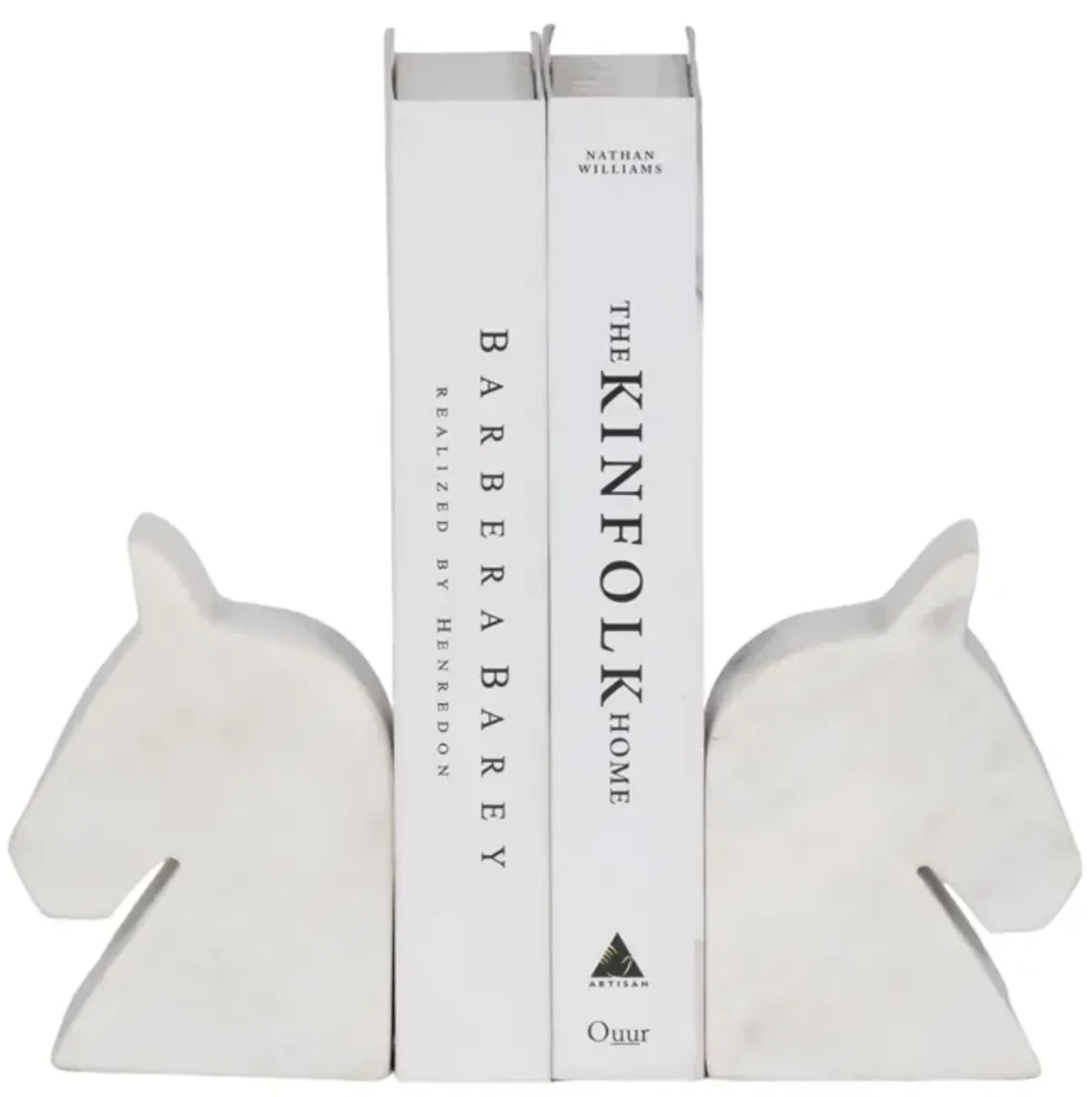 Marble Horse Head Bookends Set
