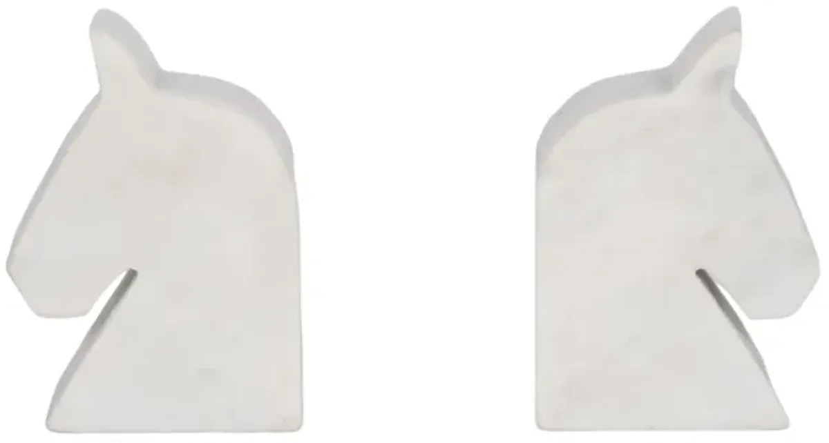 Marble Horse Head Bookends Set