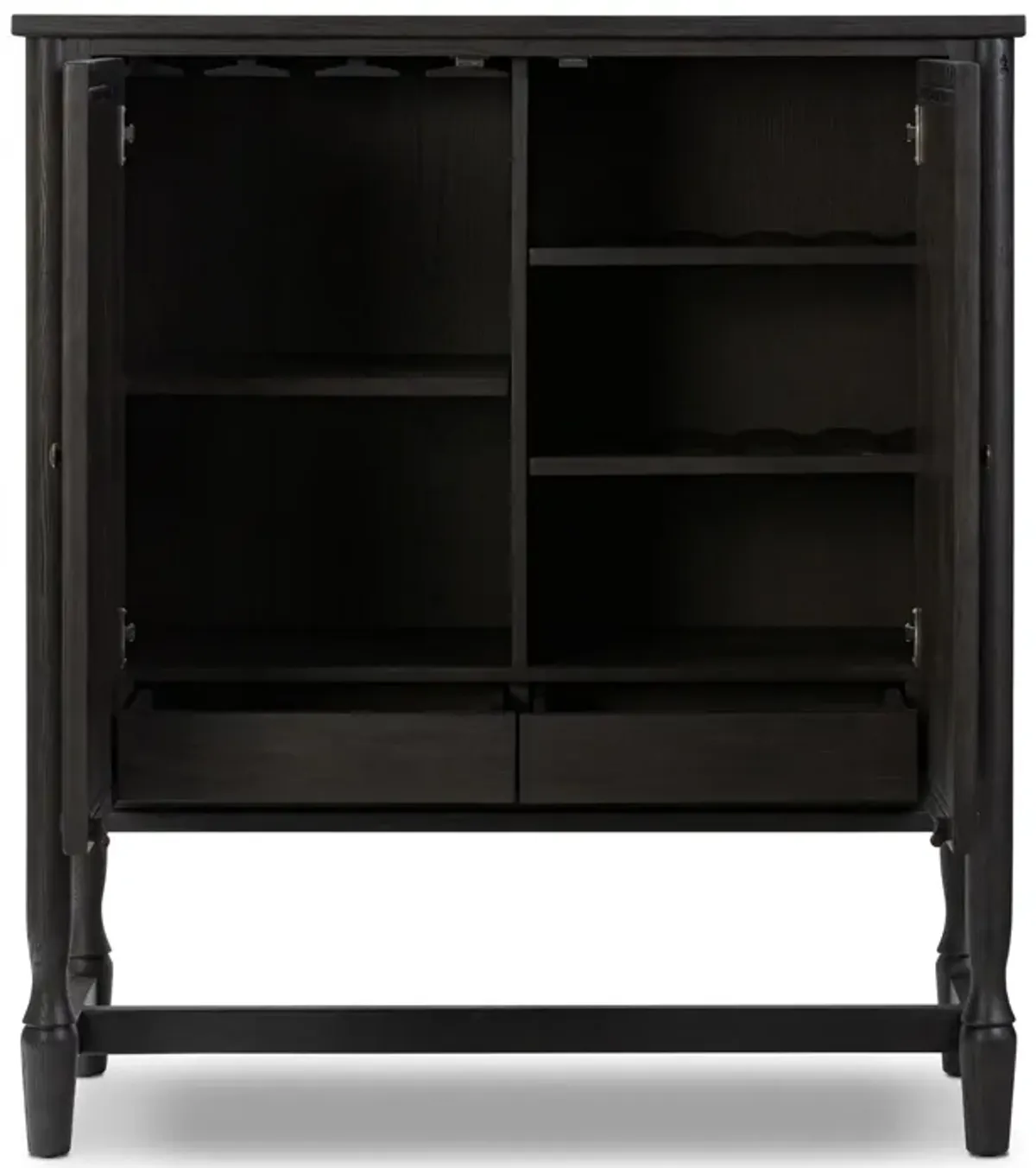 Bari Cracked Smoked Black Bar Cabinet