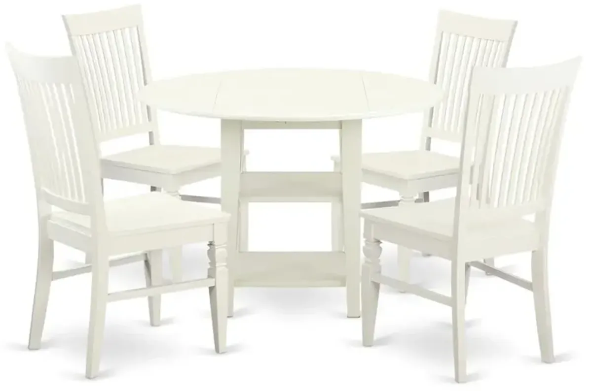 Dining Room Set Linen White, SUWE5-LWH-W