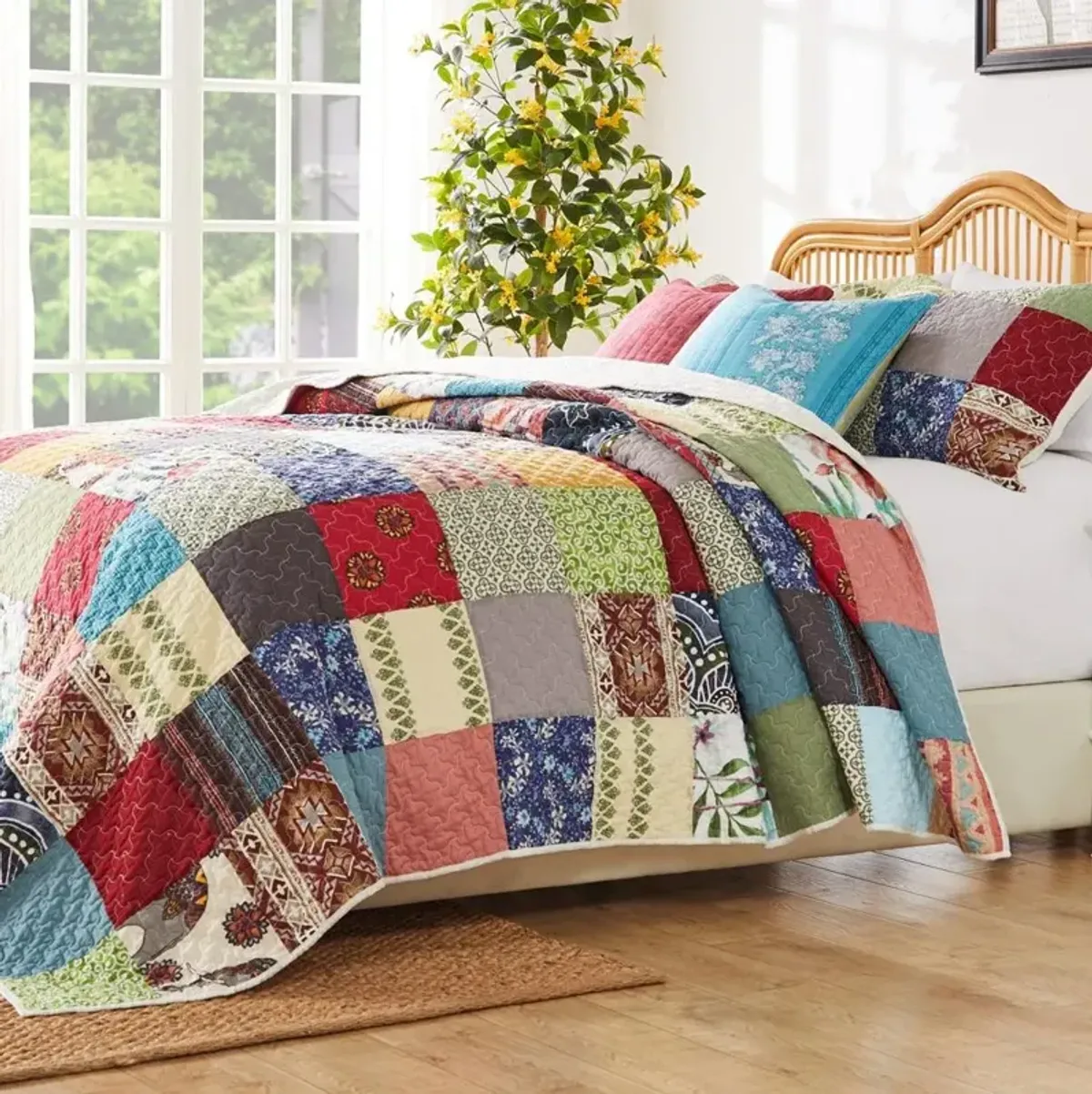 Greenland Home Fashions Renee Upcycle Luxurious Comfortable 2 Pieces Quilt Set Multicolor Twin