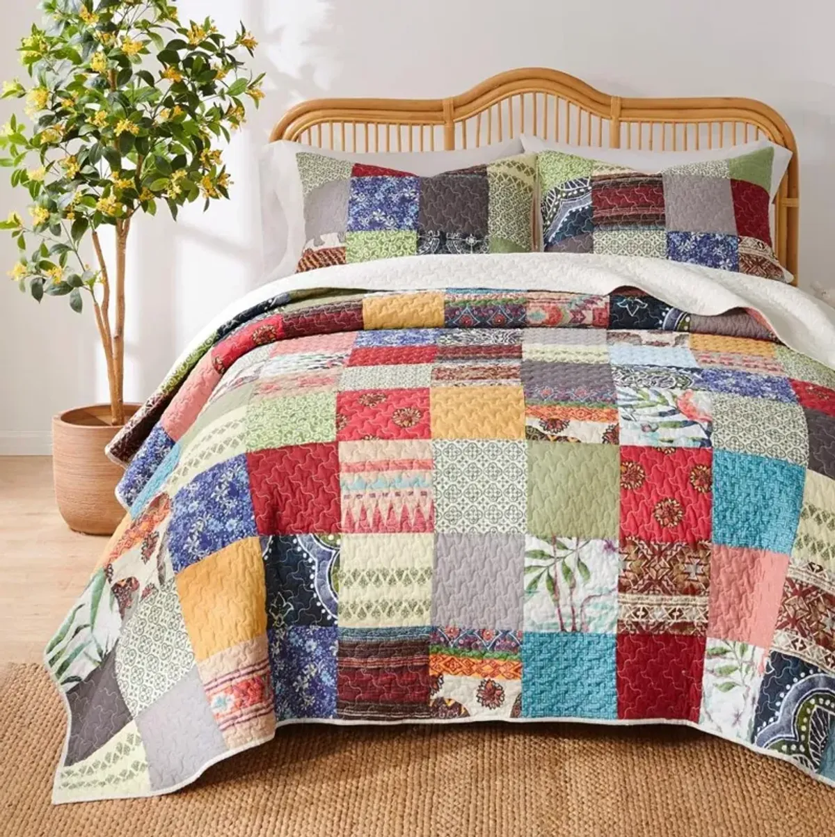 Greenland Home Fashions Renee Upcycle Luxurious Comfortable 2 Pieces Quilt Set Multicolor Twin