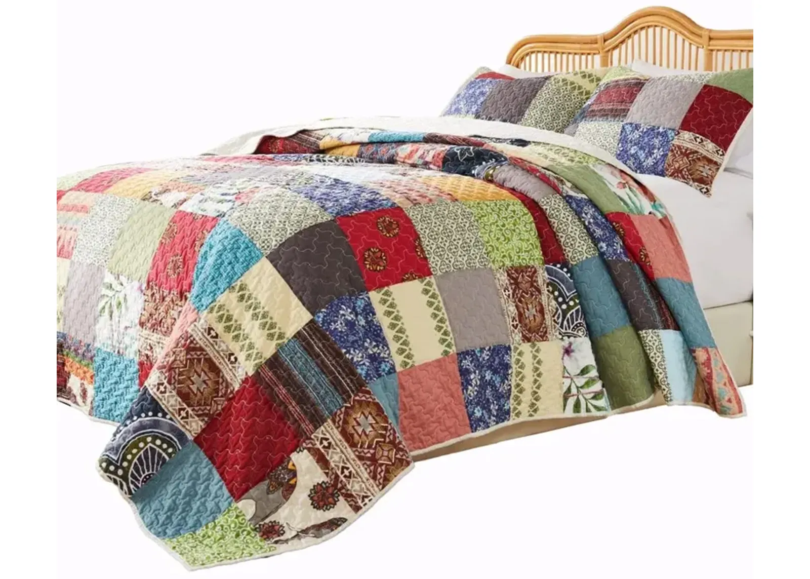 Greenland Home Fashions Renee Upcycle Luxurious Comfortable 2 Pieces Quilt Set Multicolor Twin