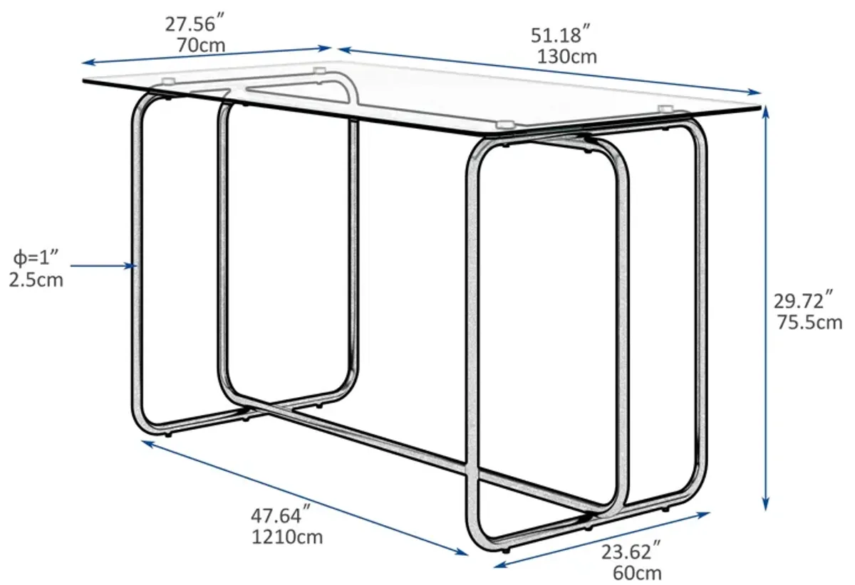 5-piece Rectangle Dining Table Set, Tempered Glass Dining Table for Kitchen Room