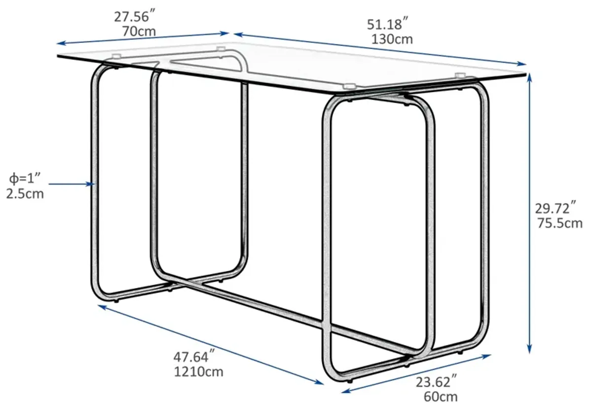 5-piece Rectangle Dining Table Set, Tempered Glass Dining Table for Kitchen Room