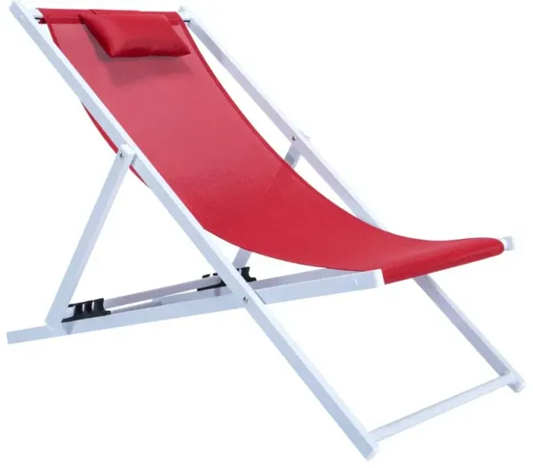 LeisureMod Sunset Outoor Sling Lounge Chair With Headrest