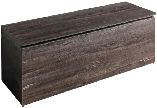 Lean Storage Bench Chest with Safety Hinges, Lift Top, Farmhouse Gray Wood - Benzara