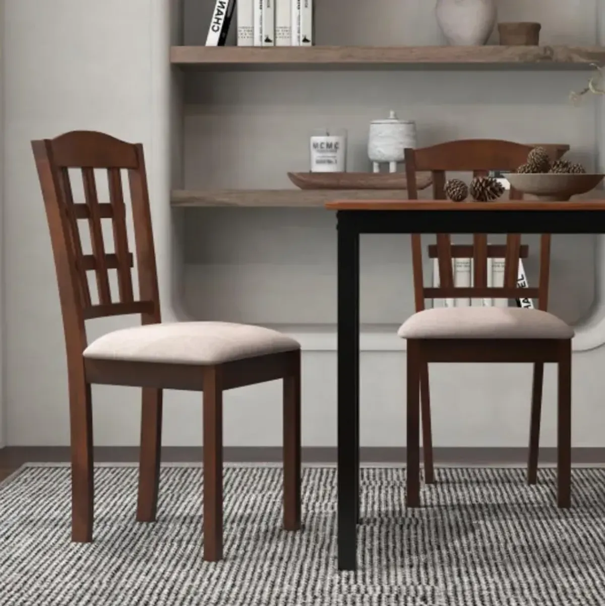 Hivvago Set of 2 Wood Kitchen Chairs with Faux Leather Upholstered Seat