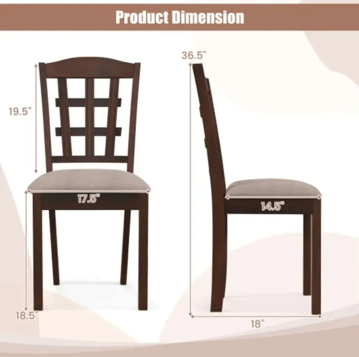 Hivvago Set of 2 Wood Kitchen Chairs with Faux Leather Upholstered Seat