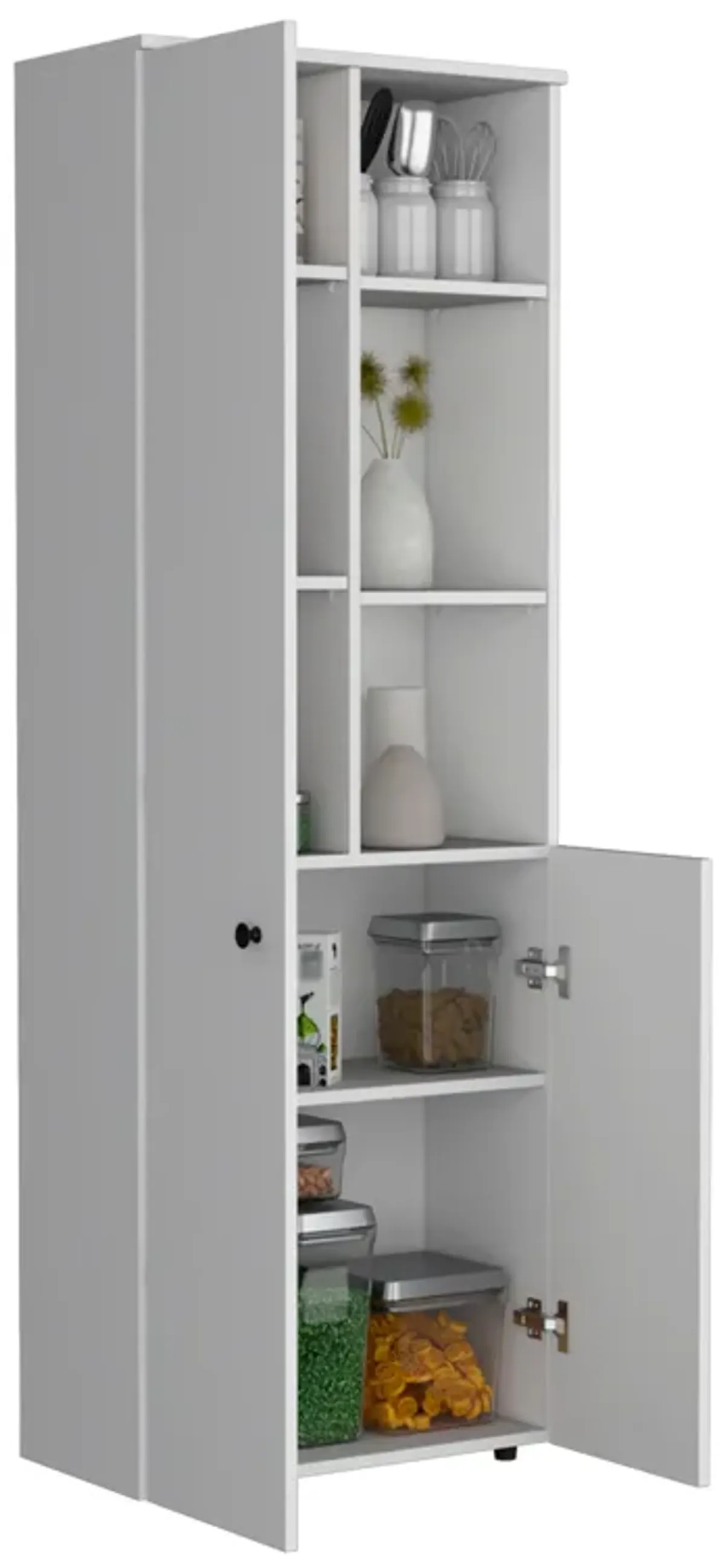 Konik 67-Inch High Storage Cabinet Kitchen Pantry With Three Doors and and Three Exterior Shelves