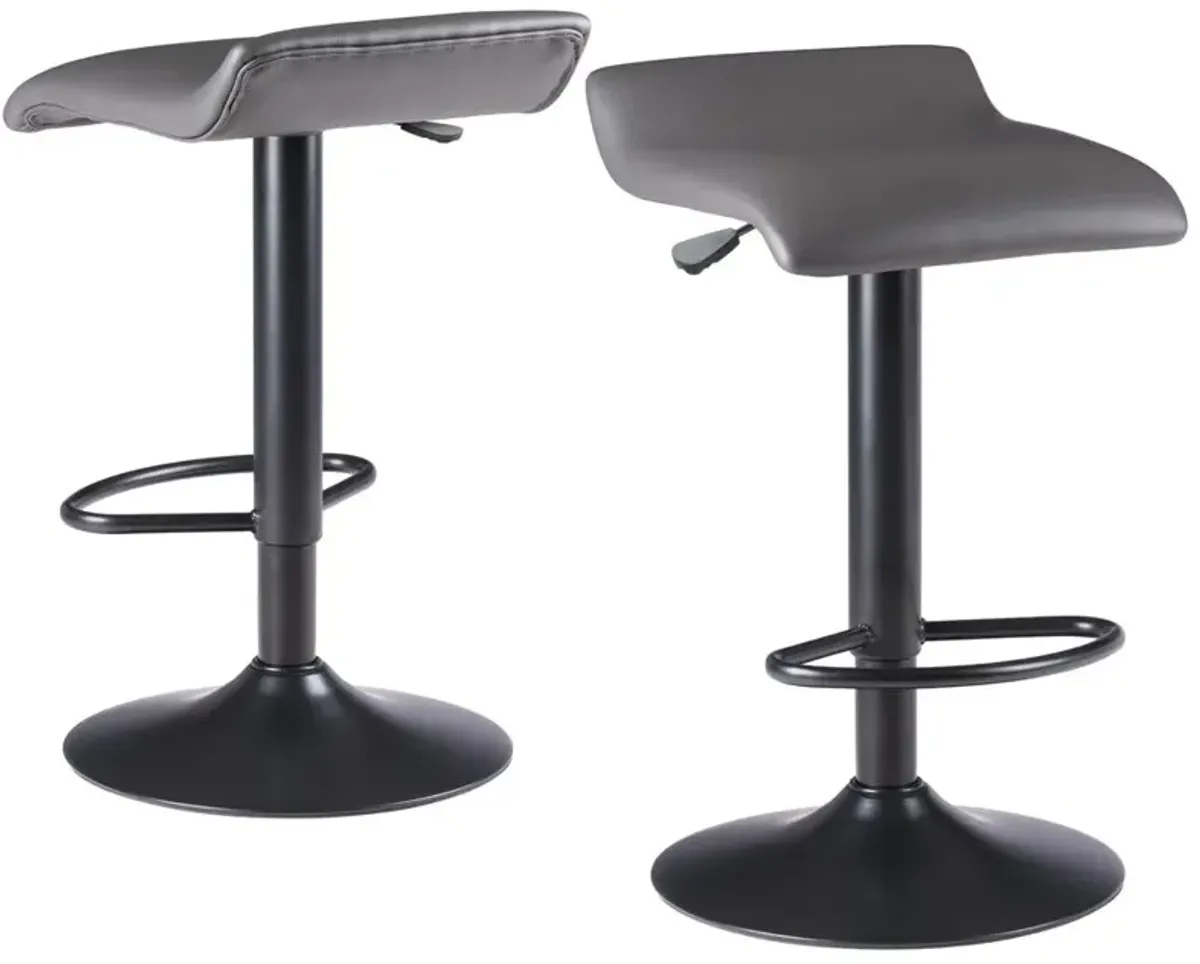 Tarah Adjustable Swivel Stools, 2-Pc Set, Black & Slate Gray