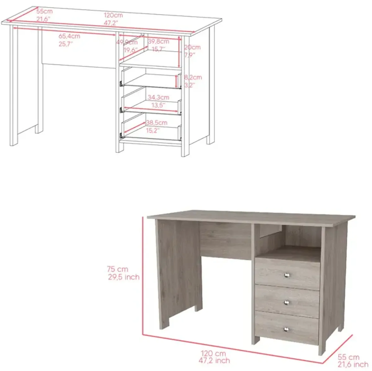 Writing Desk Brentwood, Office, Light Gray