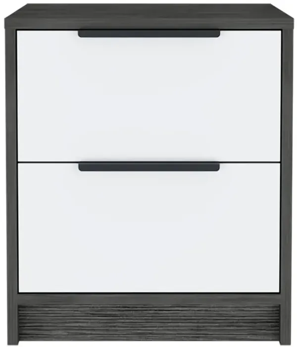 Wood Two Drawer Nightstand – Bedside Table for Bedroom Storage