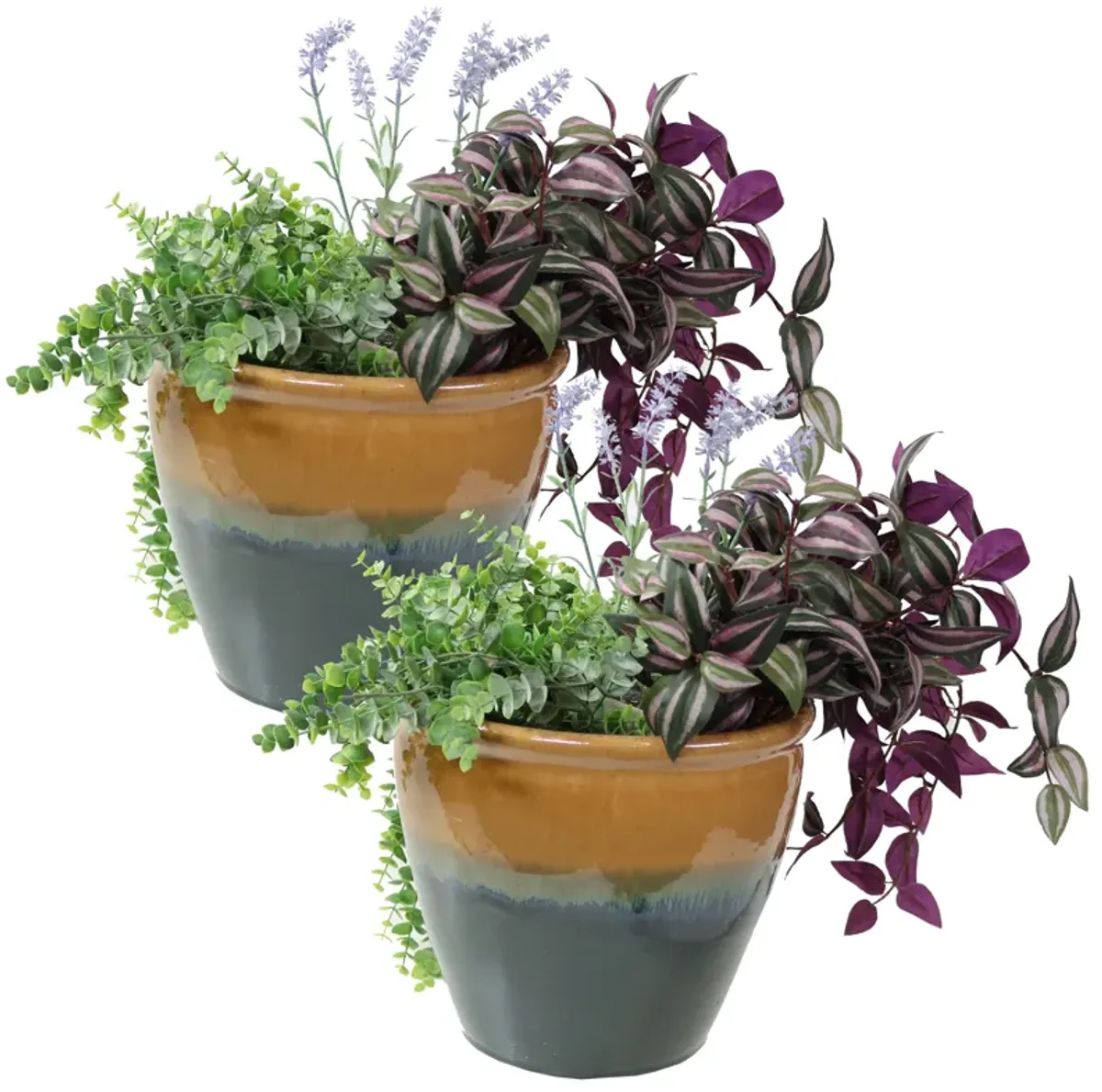 Sunnydaze Chalet Glazed Ceramic Planter - Set of 2