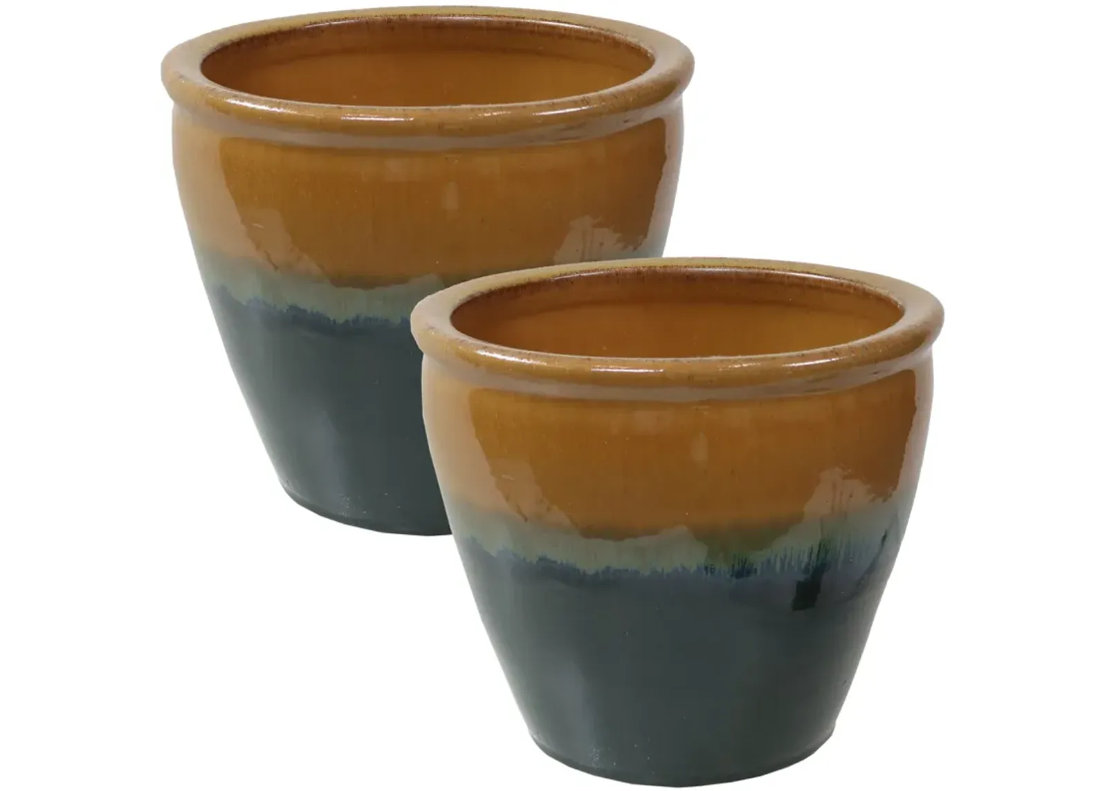 Sunnydaze Chalet Glazed Ceramic Planter - Set of 2