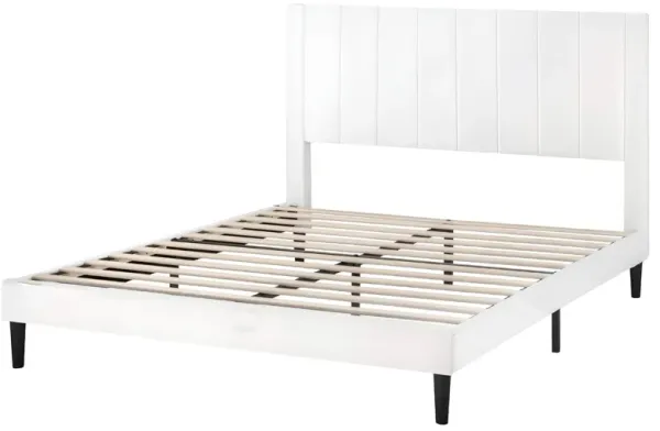 Modern Velvet Upholstered Platform Bed Frame – Supportive Headboard with Platform Base