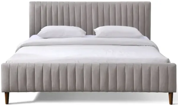 Omax Decor Spencer Upholstered Mid-Century Fabric King Platform Bed in Gray