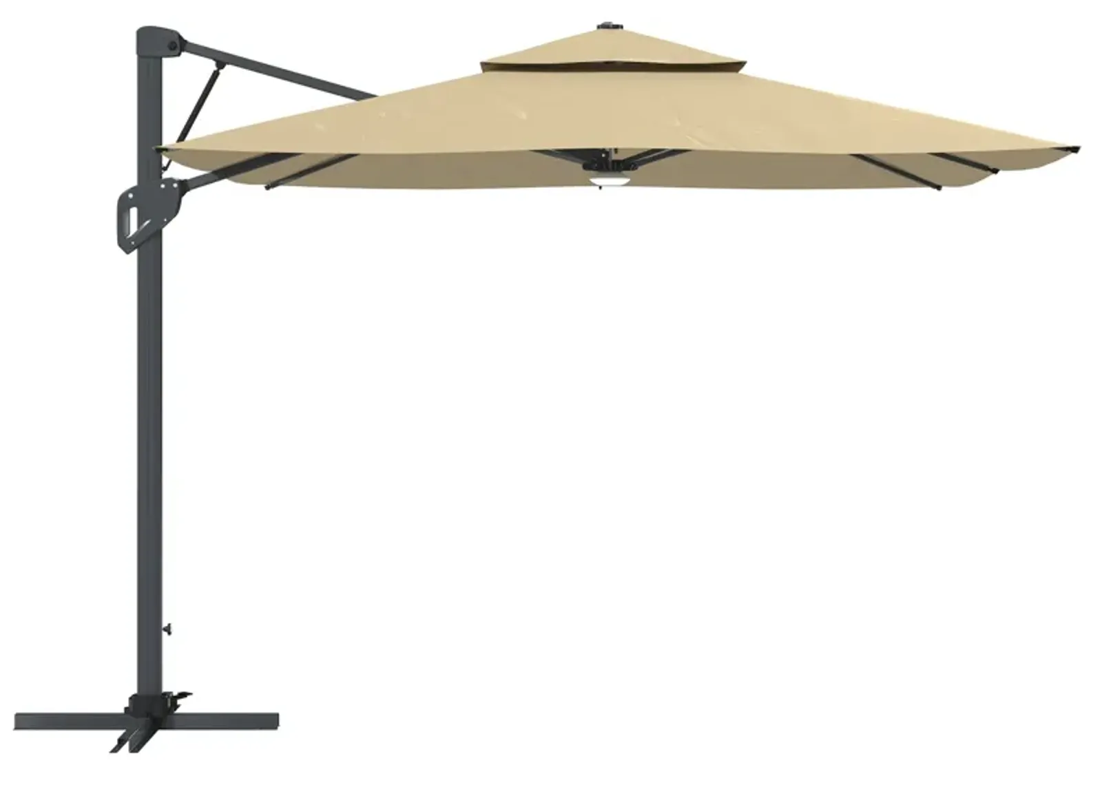 MONDAWE 10ft Square Solar LED Offset Cantilever Outdoor Patio Umbrella with Built-in Bluetooth Speaker