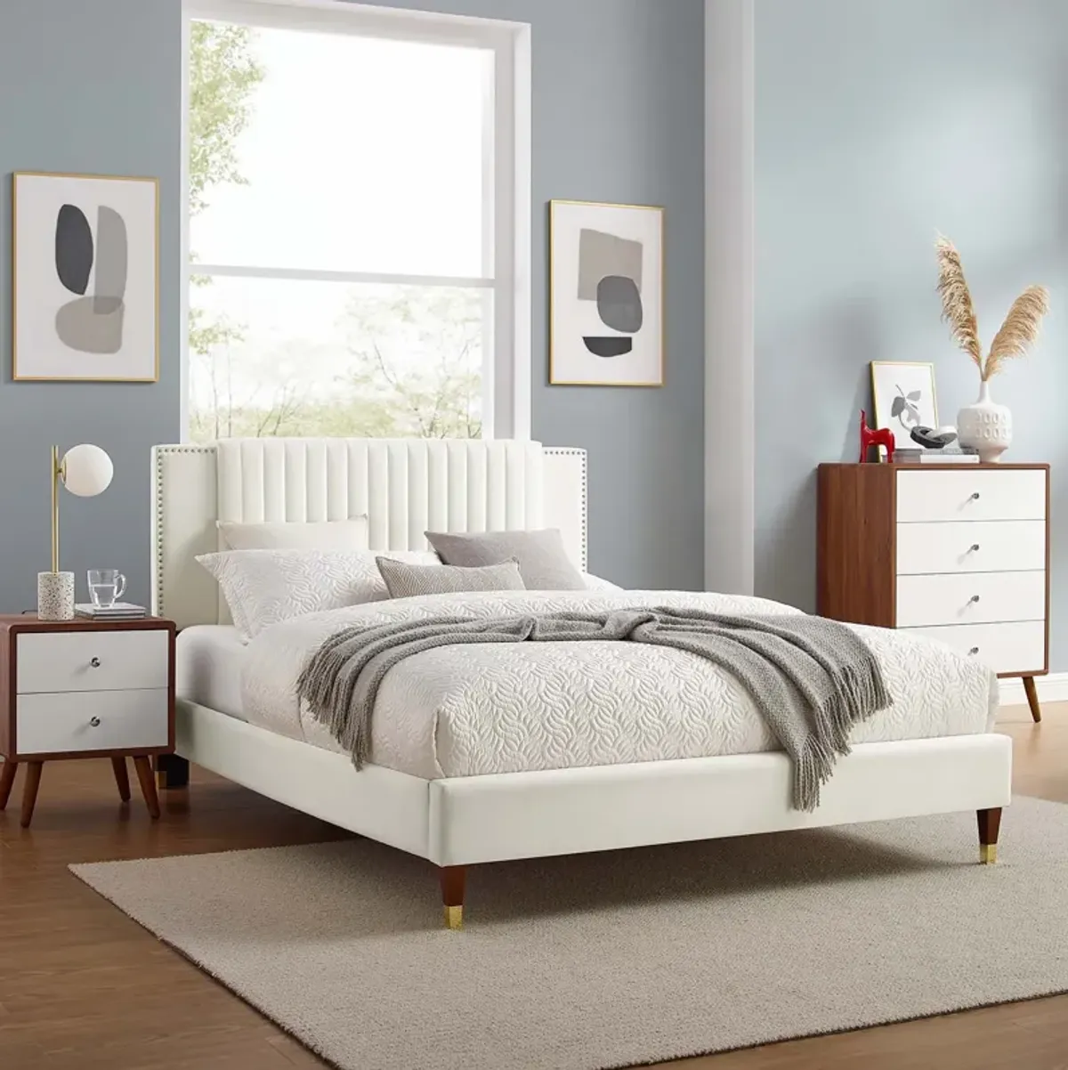 Modway - Zahra Channel Tufted Performance Velvet Queen Platform Bed