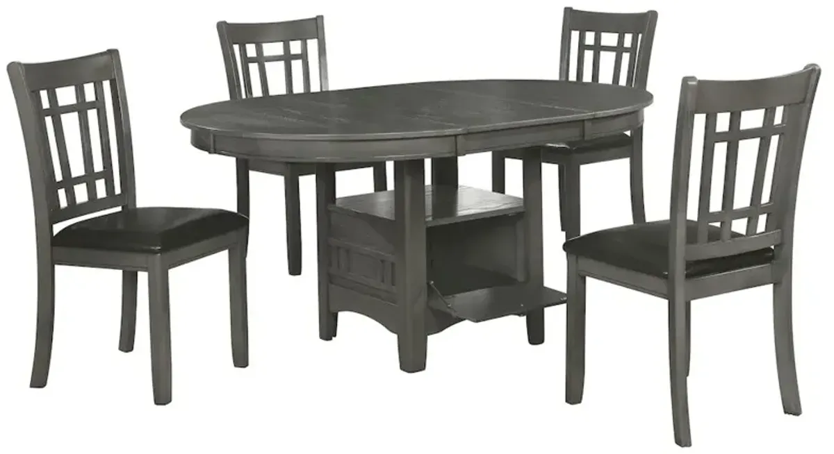 Lavon 5-piece Oval Extension Leaf Dining Set Medium Grey