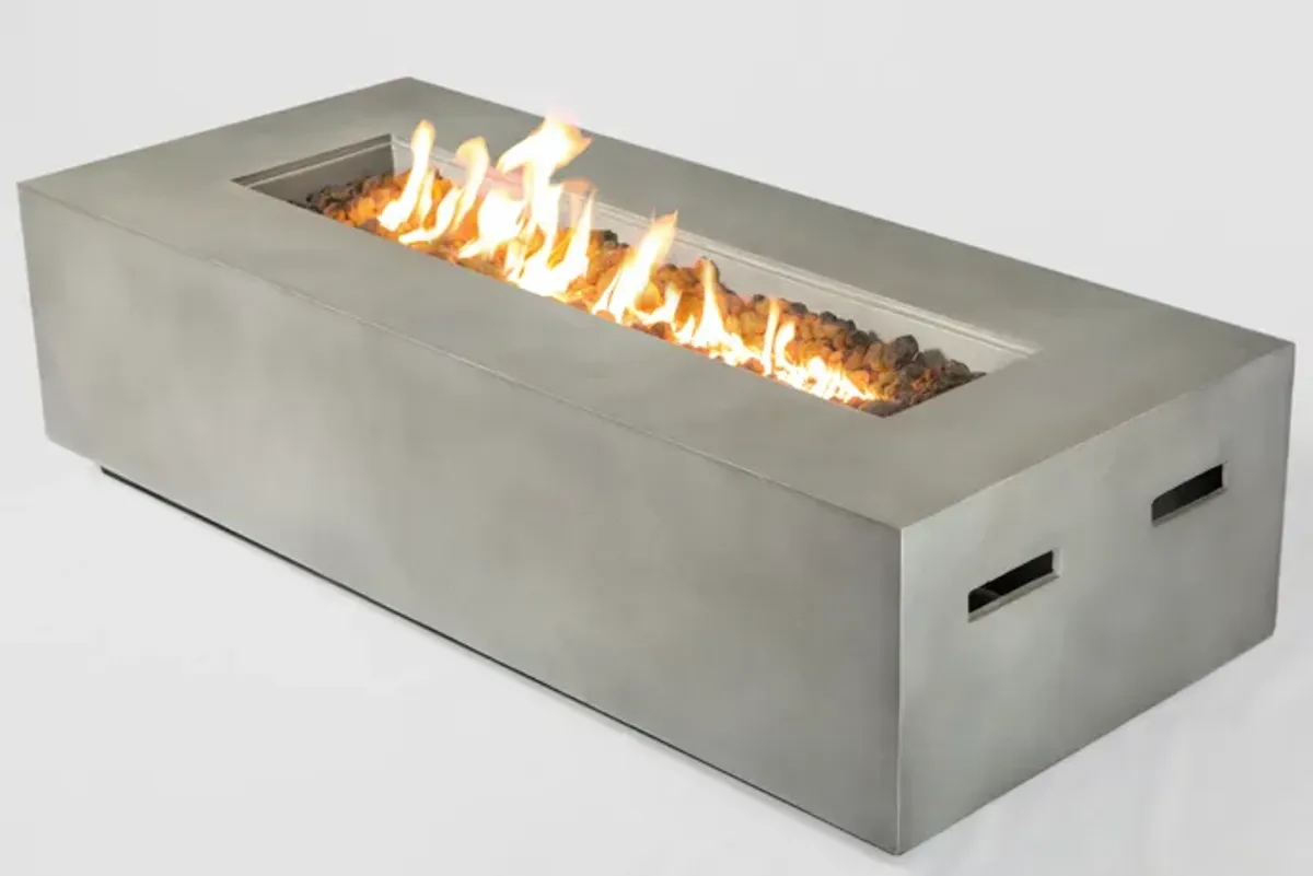 Living Source International Rectangle Propane Fire Pit Table Natural Concrete