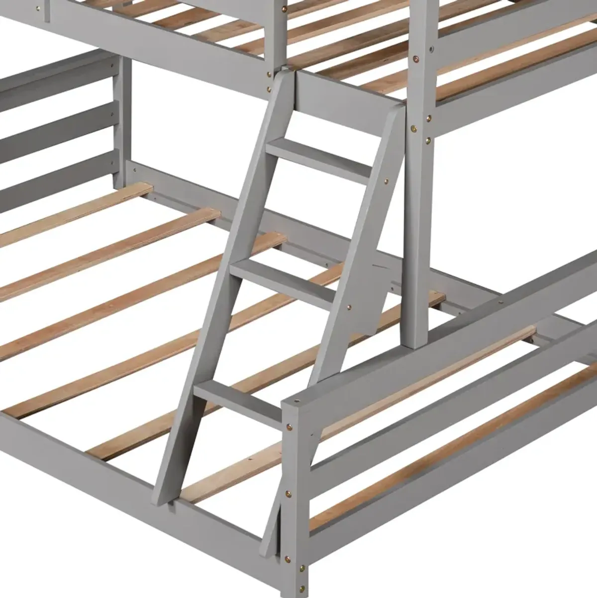Whisen Wood Twin over Full House Bunk Bed with Built-in Ladder - White