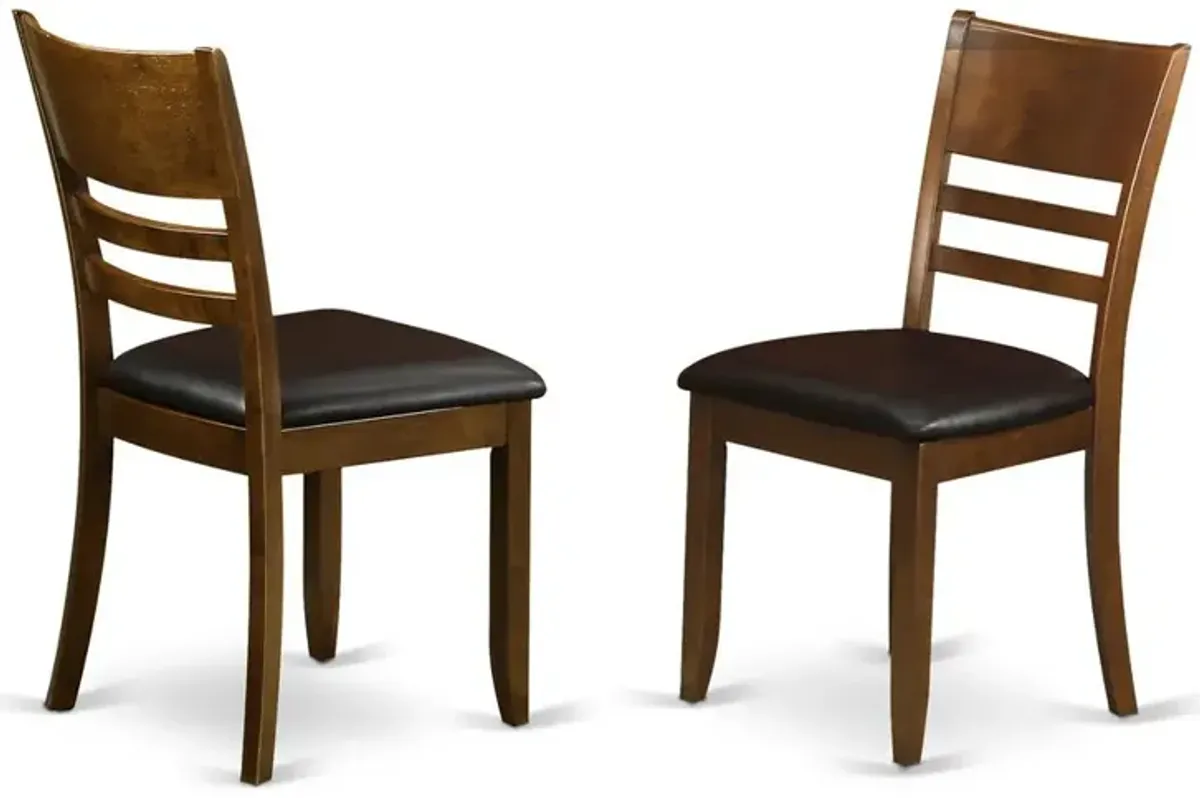 Lynfield Dining Room Chair with Faux Leather Upholstered Seat in Espresso Finish, Set of 2