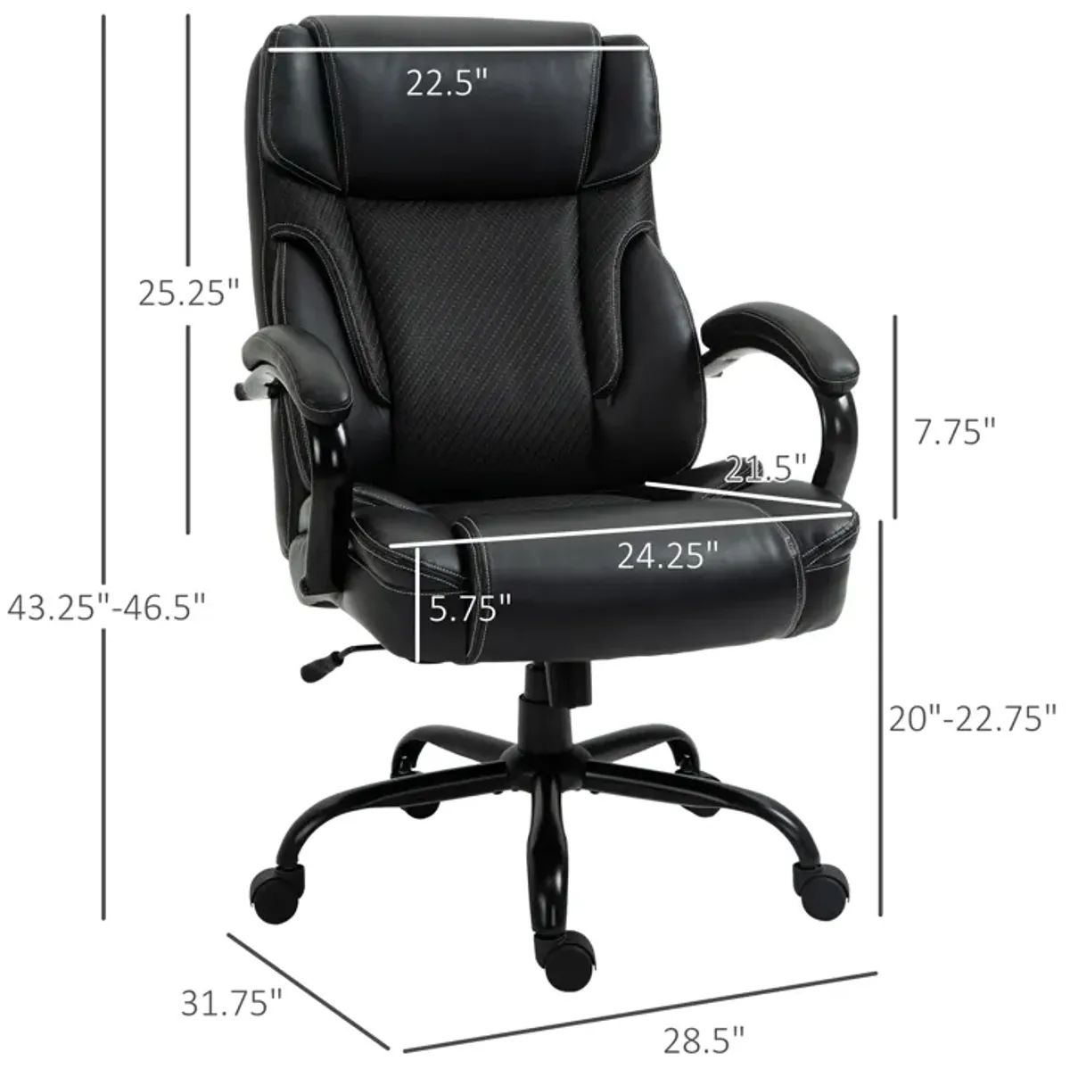 Faux Leather Executive Office Chair Tall Computer Chair with Adjusted Height