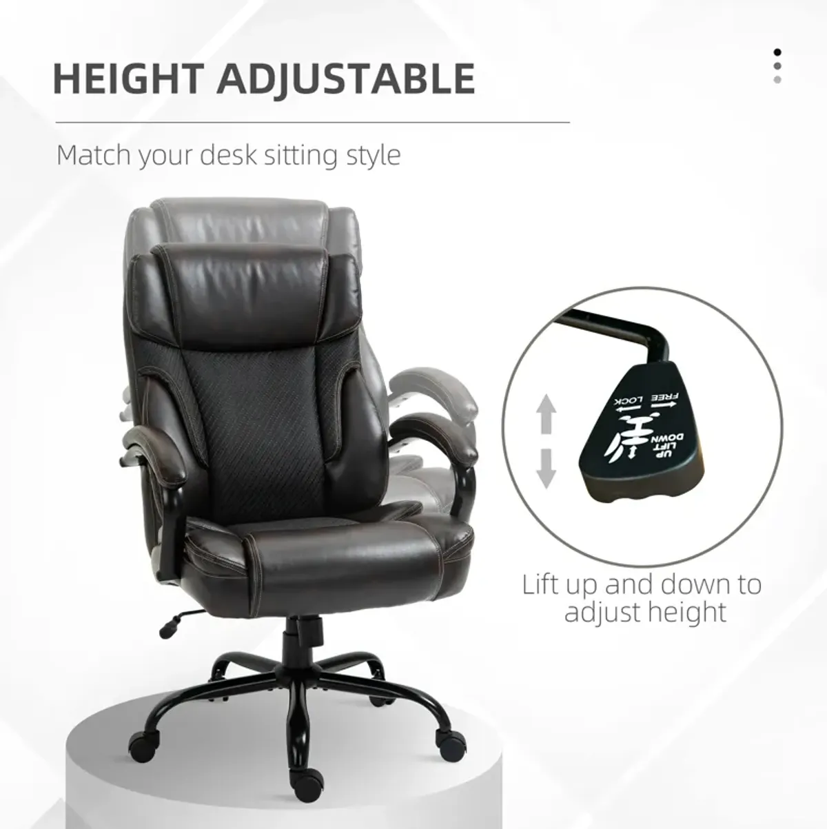 Faux Leather Executive Office Chair Tall Computer Chair with Adjusted Height