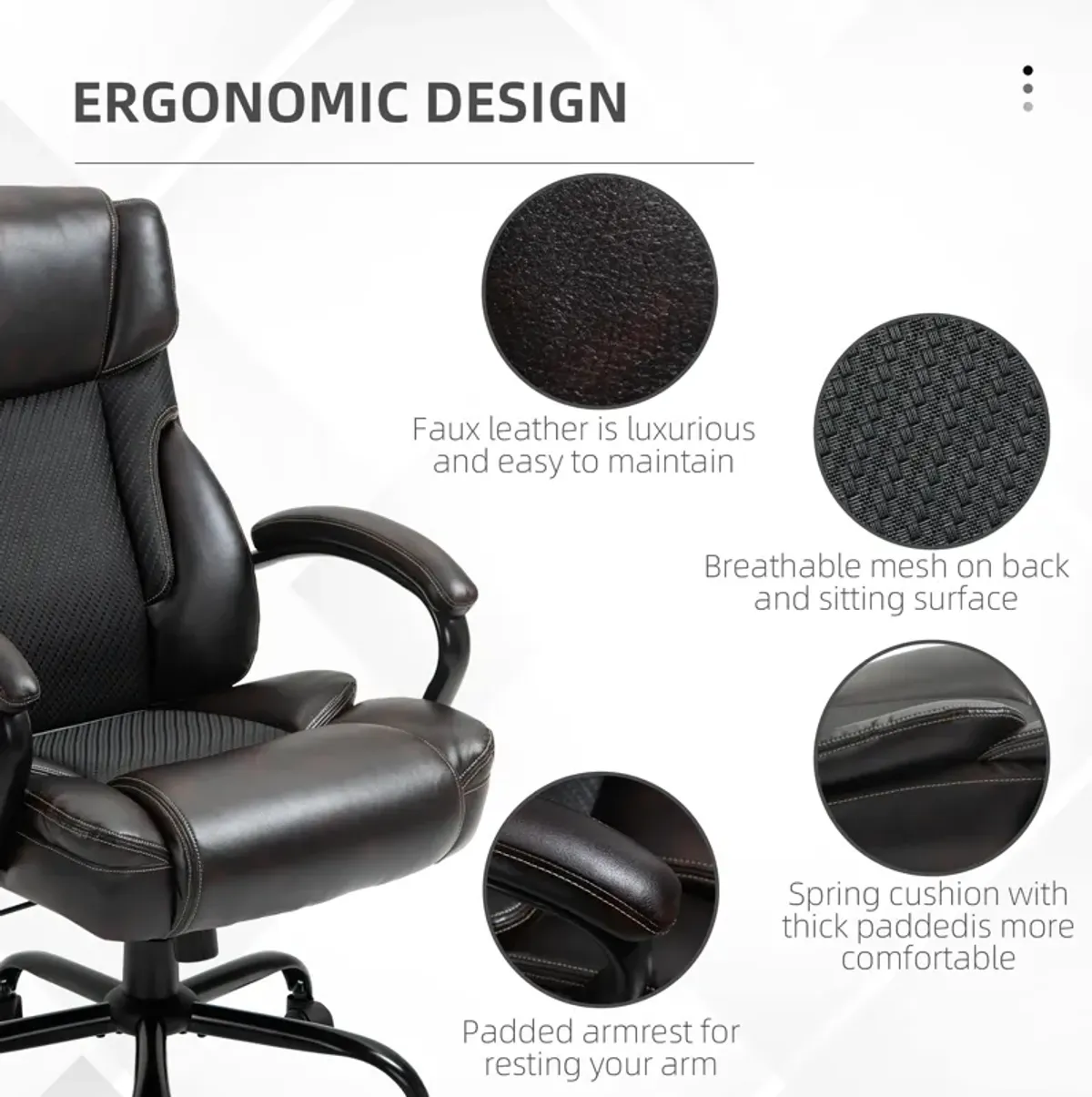 Faux Leather Executive Office Chair Tall Computer Chair with Adjusted Height