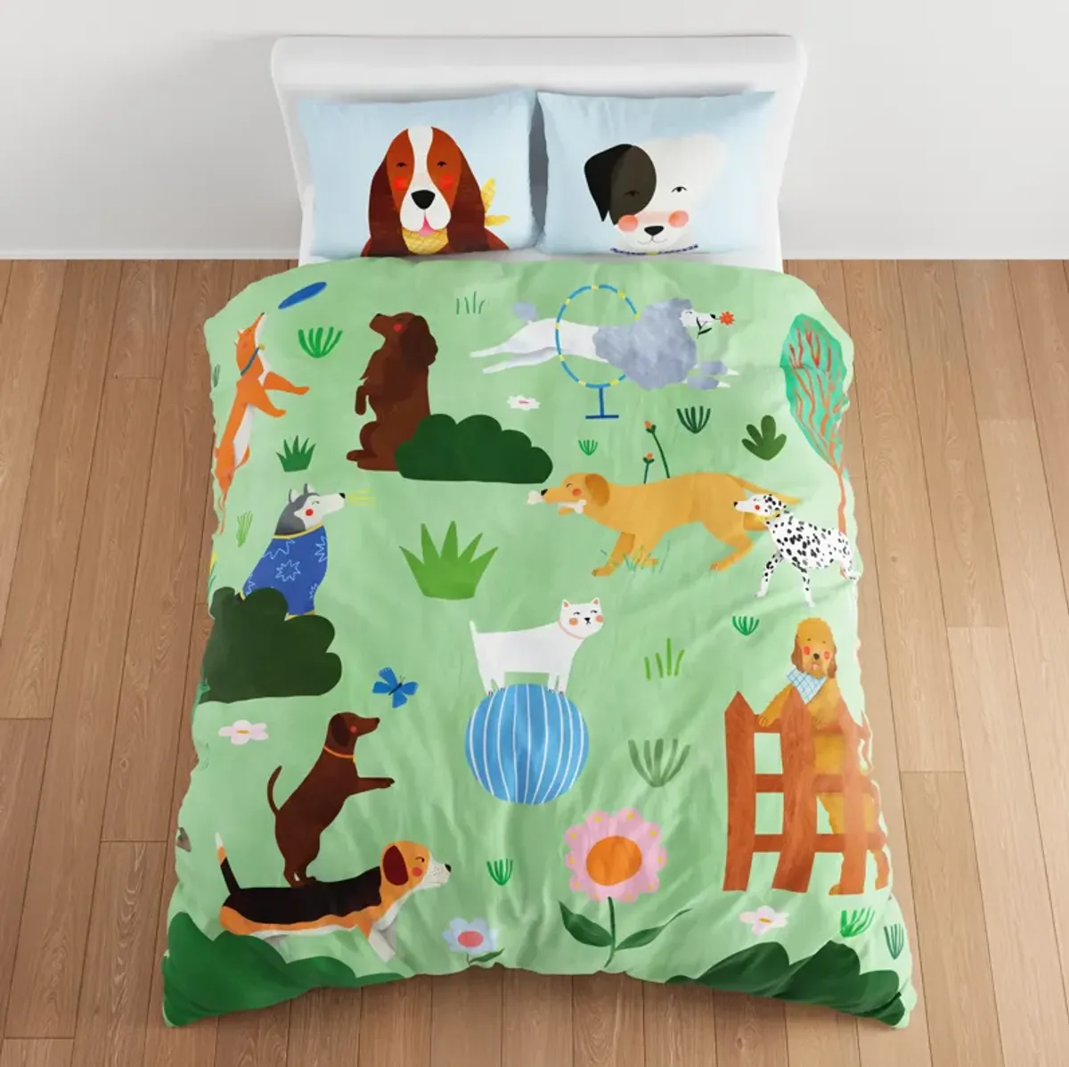 At the Dog Park 100% Cotton Duvet & Pillowcase Set - Twin