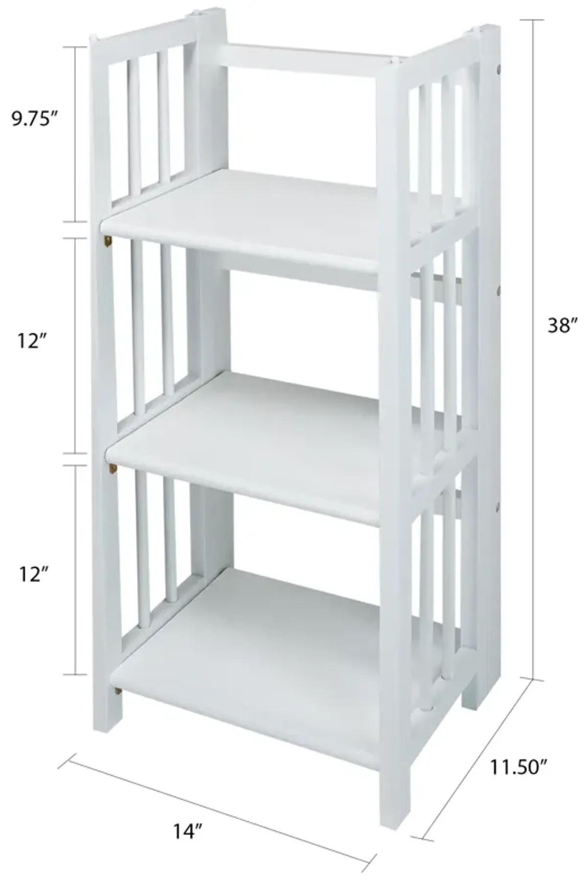 Casual Home 3-Shelf Folding Bookcase, 14" Wide, White