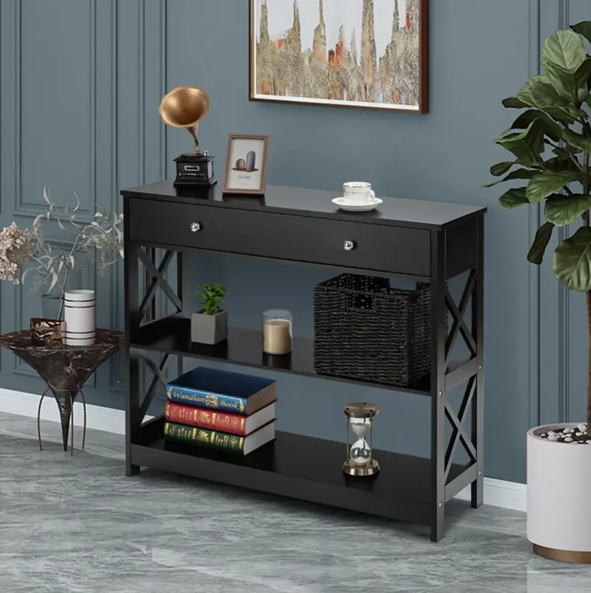 3-Tier Console Table with Drawers for Living Room Entryway