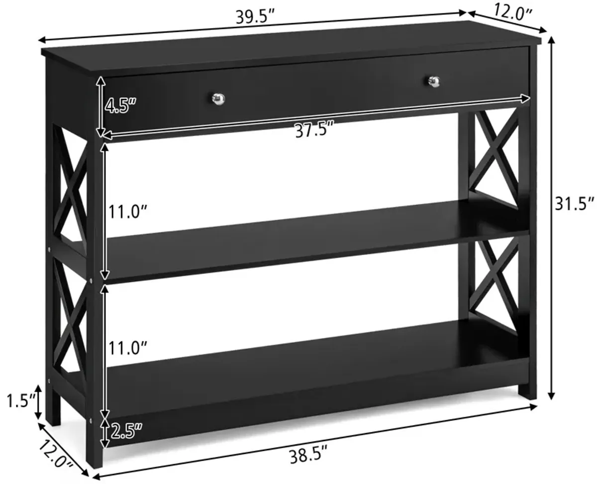 3-Tier Console Table with Drawers for Living Room Entryway