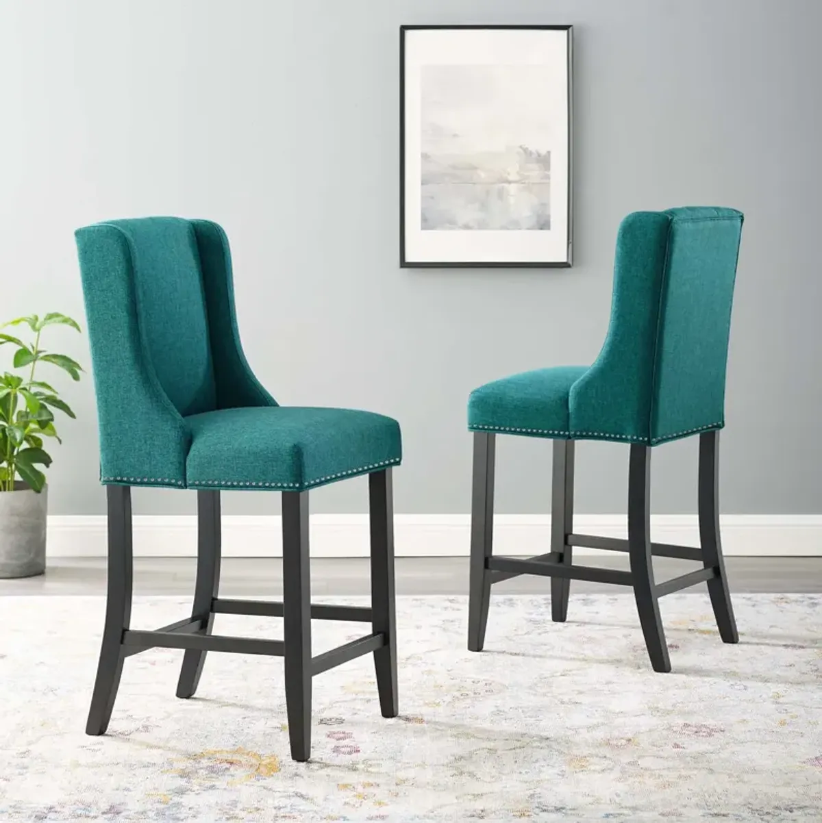 Baron Counter Stool Upholstered Fabric Set of 2