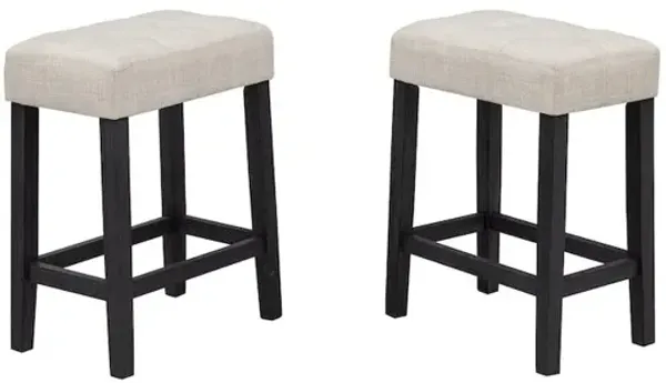 Caden Upholstered Counter Height Stools, Beige/Black Charcoal