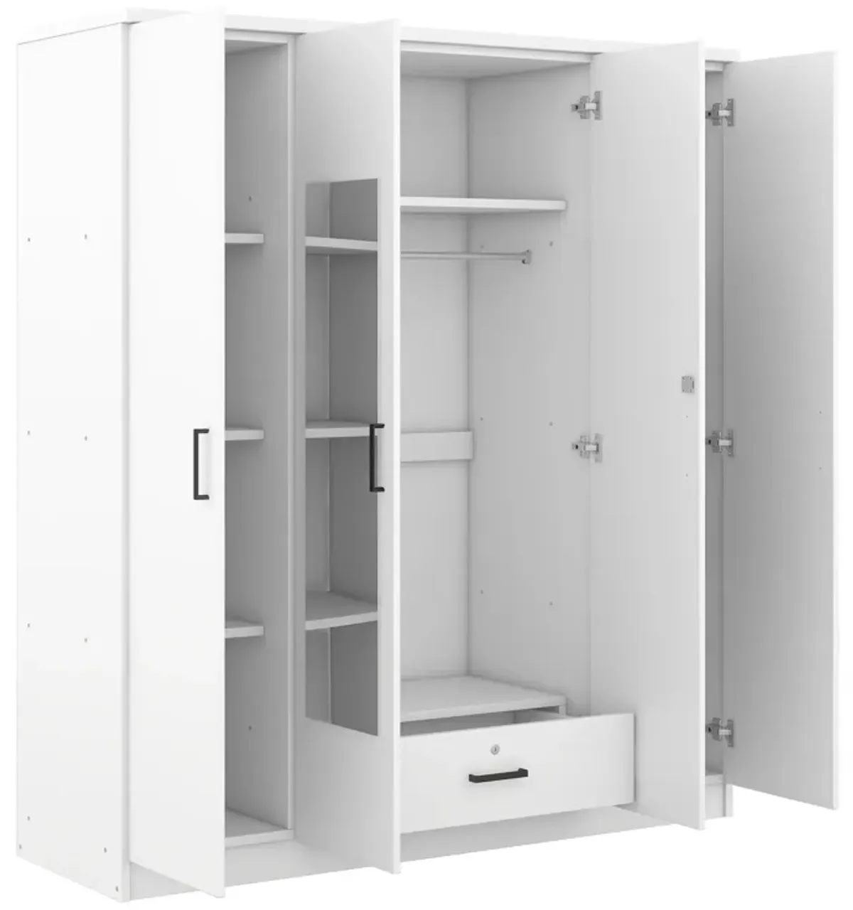 Merax 4-Door Mirror Wardrobe with Shelves