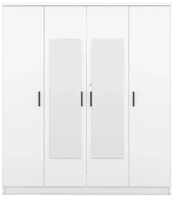 Merax 4-Door Mirror Wardrobe with Shelves