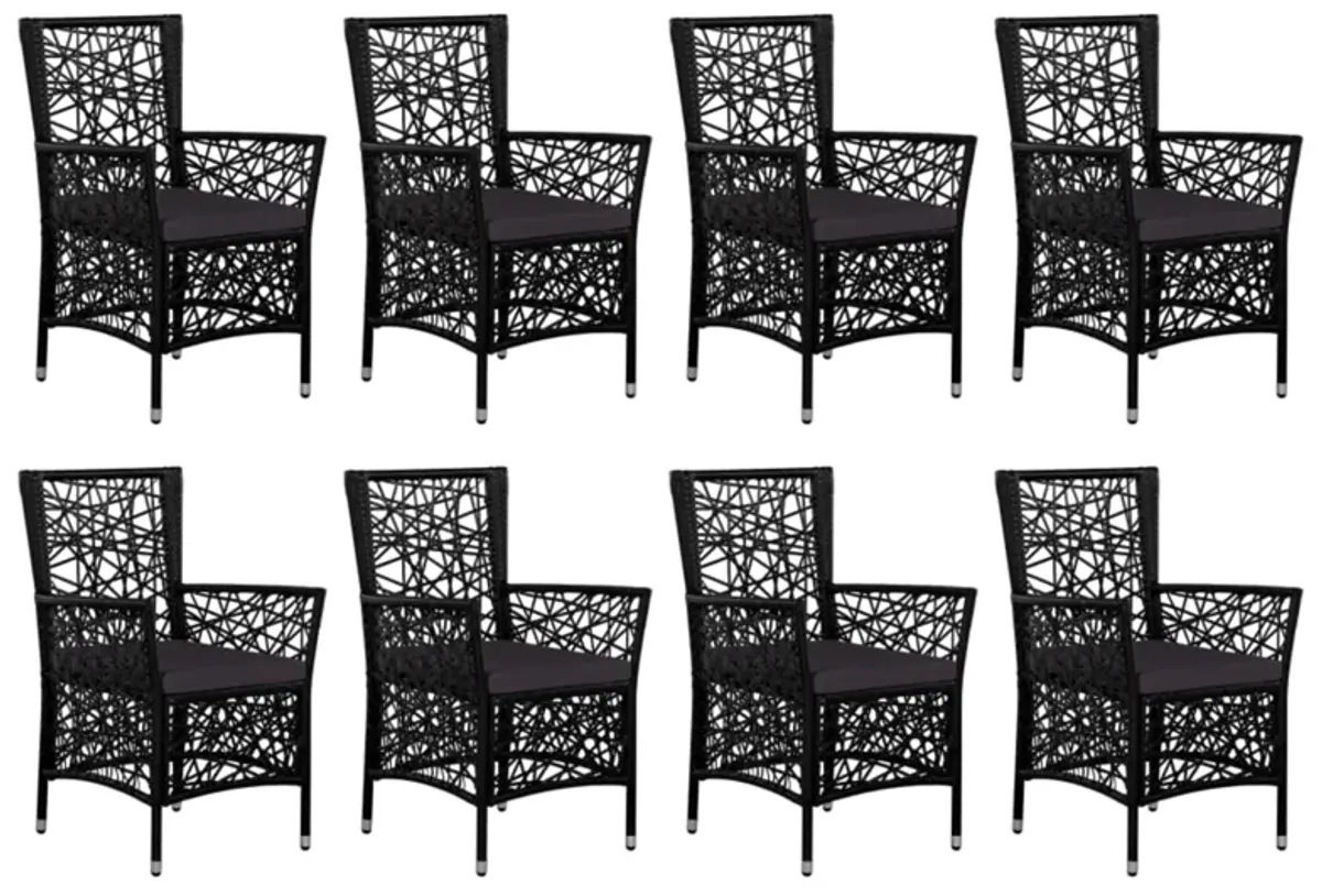 vidaXL 9 Piece Outdoor Dining Set Poly Rattan Black