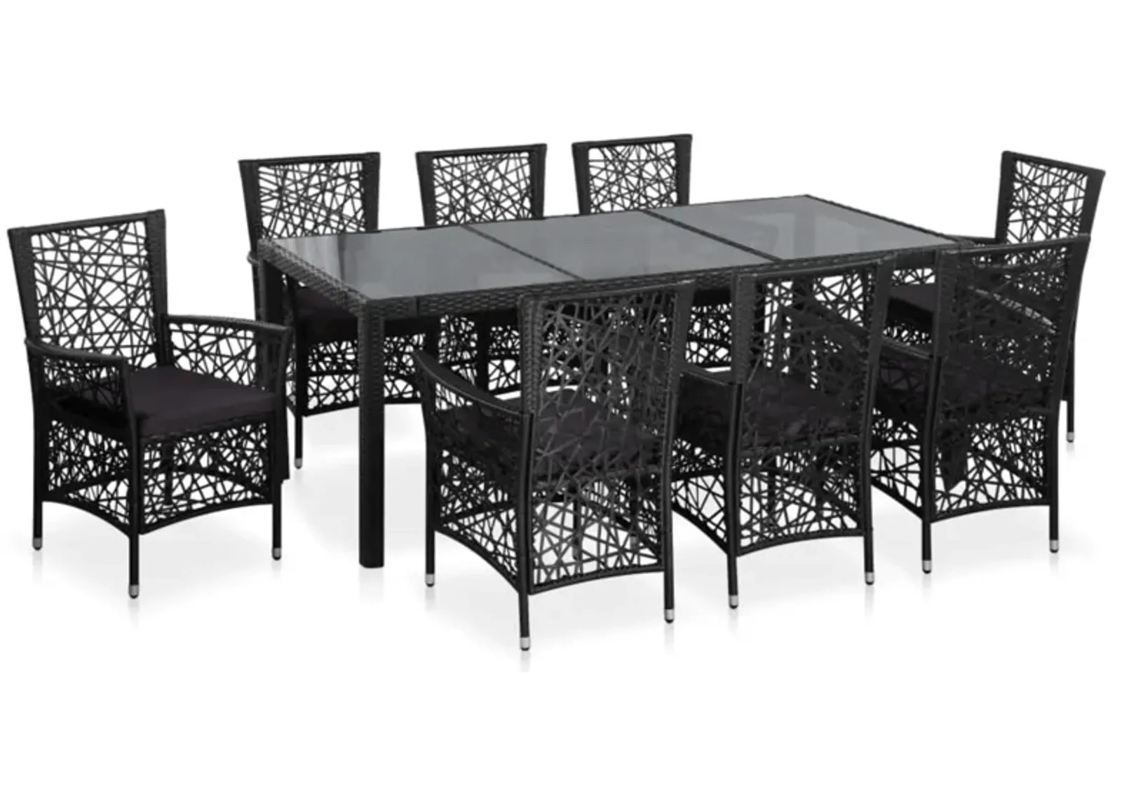 vidaXL 9 Piece Outdoor Dining Set Poly Rattan Black