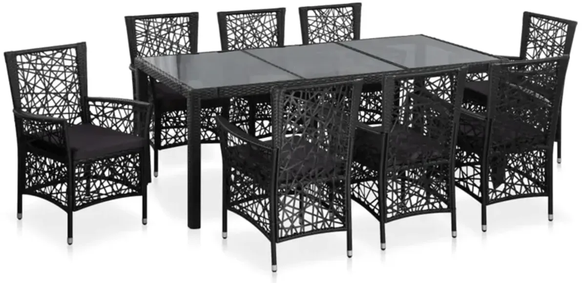 vidaXL 9 Piece Outdoor Dining Set Poly Rattan Black