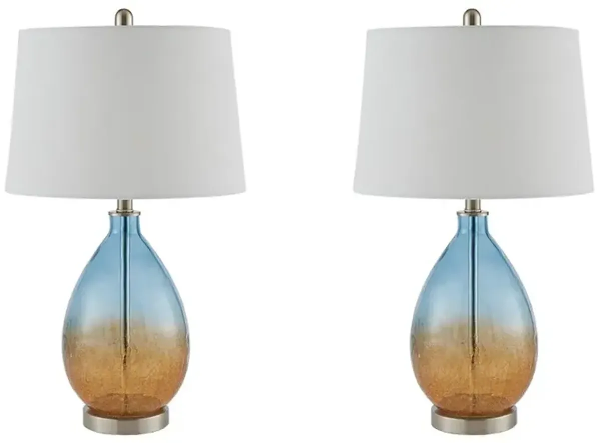 Belen Kox Cortina Blue Glass Table Lamp Set, Belen Kox