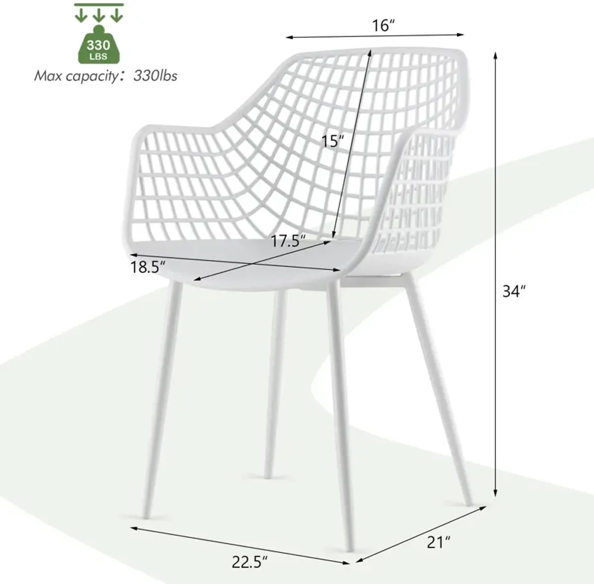 Set of 4 Heavy Duty Modern Dining Chair with Airy Hollow Backrest