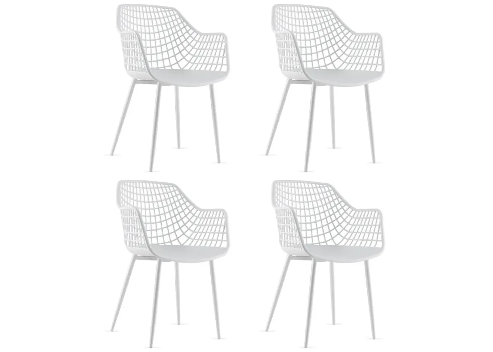 Set of 4 Heavy Duty Modern Dining Chair with Airy Hollow Backrest