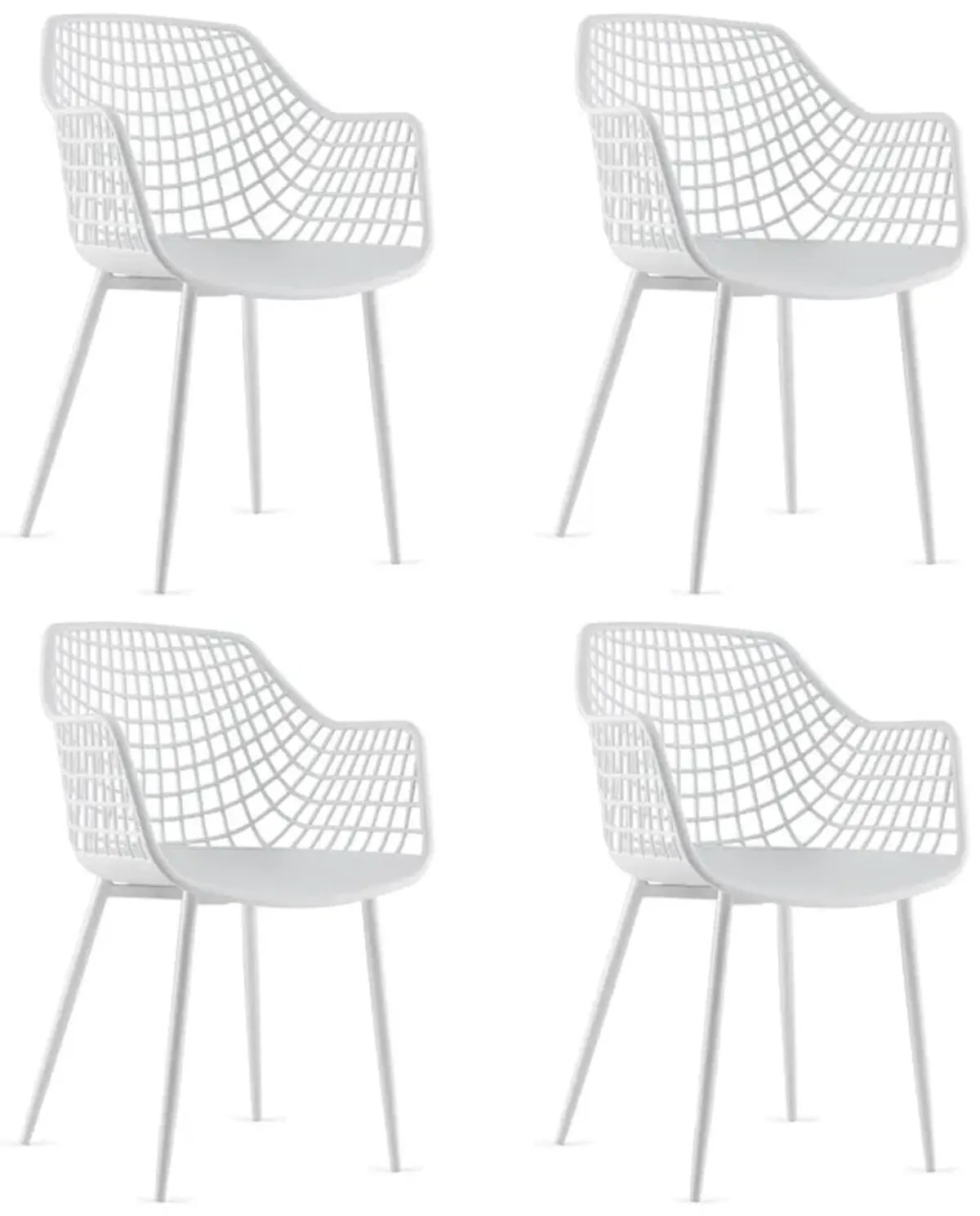 Set of 4 Heavy Duty Modern Dining Chair with Airy Hollow Backrest