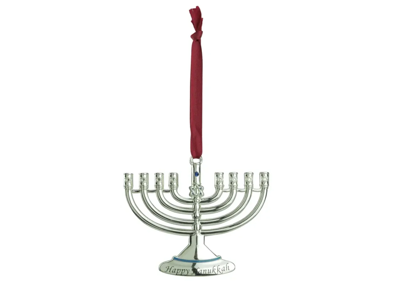 3.25" Blue and Silver Hanging Hanukkah Menorah Ornament