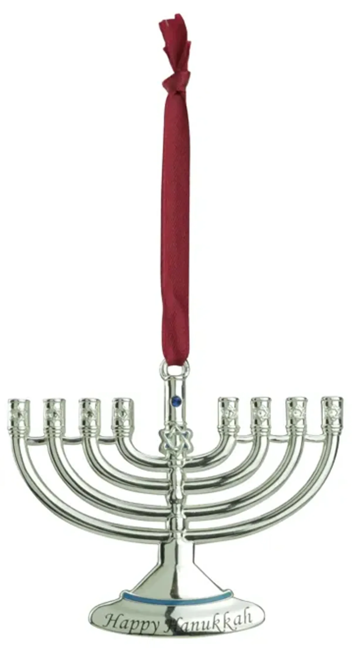 3.25" Blue and Silver Hanging Hanukkah Menorah Ornament