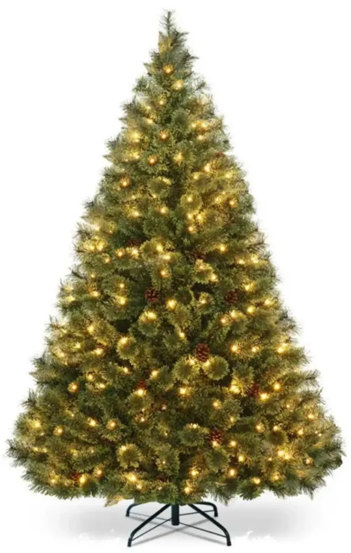 6 Feet Pre-Lit PVC Artificial Carolina Pine Tree with LED Lights