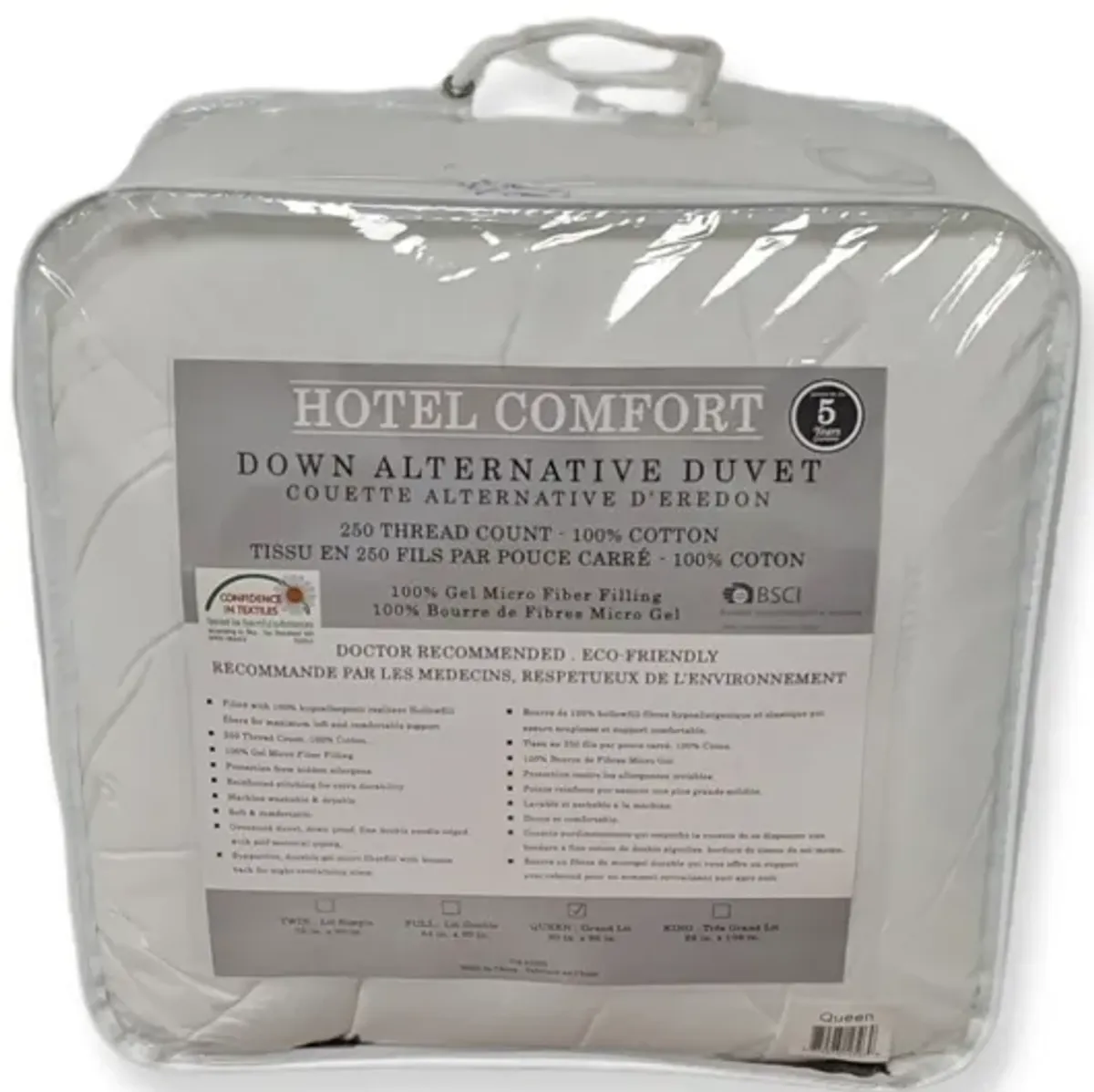 Cotton House - Hotel Comfort Synthetic Duvet, 100% Cotton, 100% MicroGel Fiber 3D Filling, White