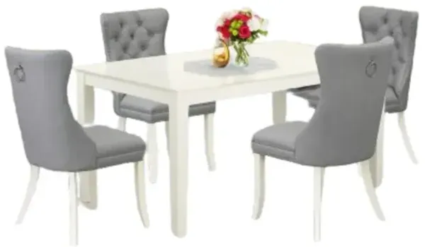 5 Piece Kitchen Table Set for 4 Consists of a Rectangle Dining Table